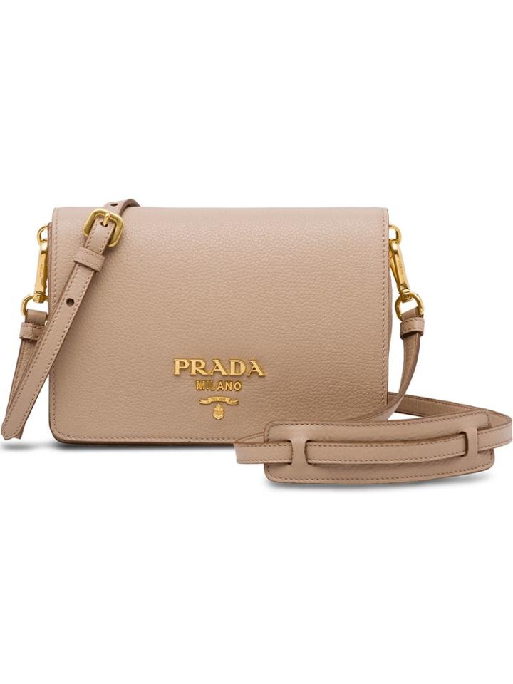 Prada Classic Logo Shoulder Bag - Neutrals