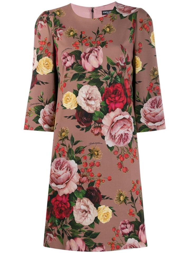 Dolce & Gabbana Floral Print Shift Dress - Pink