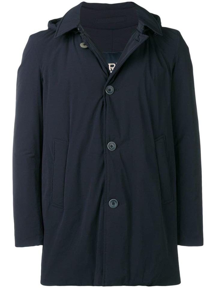 Herno A Hooded Buttoned Jacket - Blue