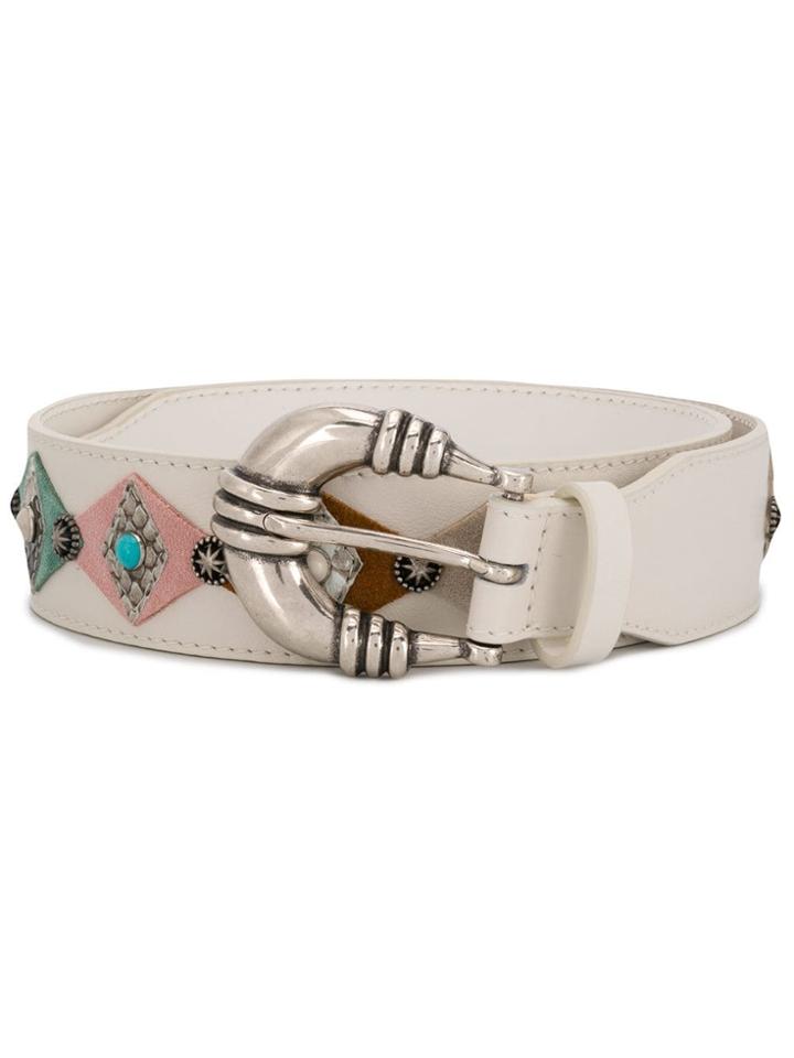 Orciani Stone Studded Belt - White