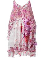 Giamba Tiered Floral Print Dress, Women's, Size: 44, Silk