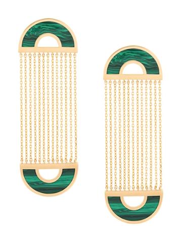 Nevernot Embellished Drop Earrings - Green