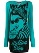 Boutique Moschino 'italian Diva' Knitted Dress - Blue