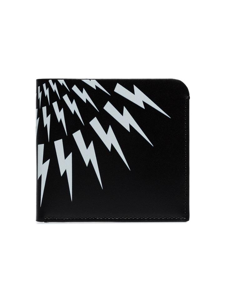 Neil Barrett Black And White Leather Thunderbolt Wallet