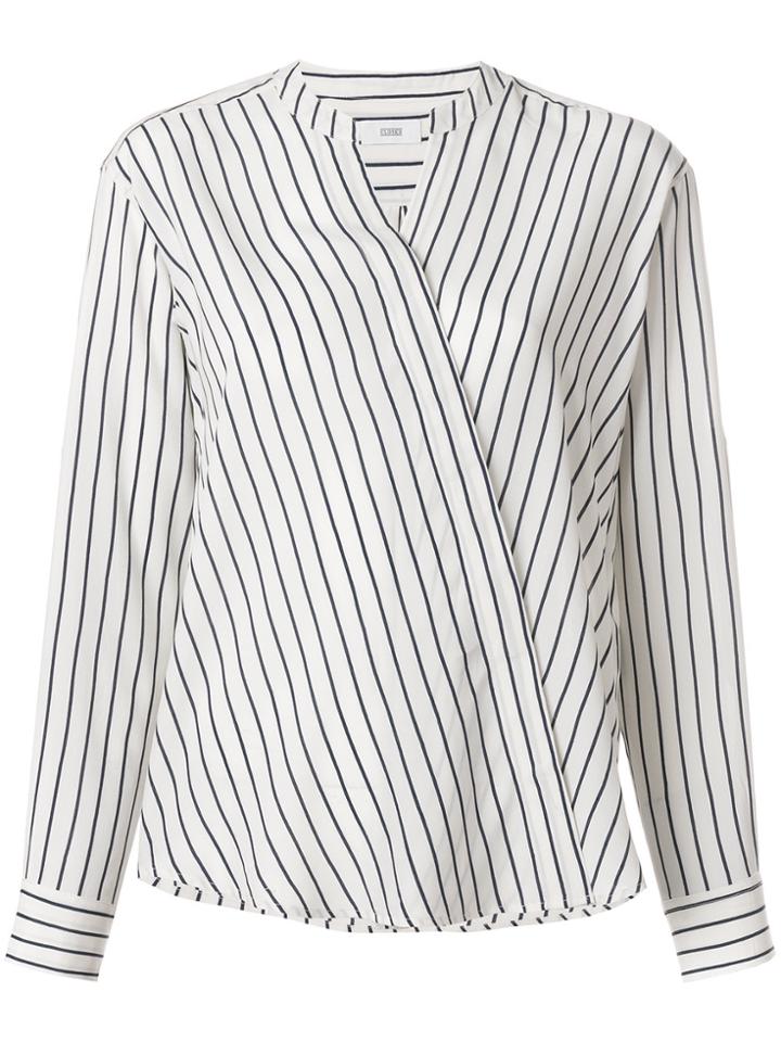 Closed Crossover Striped Shirt - White
