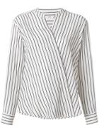 Closed Crossover Striped Shirt - White