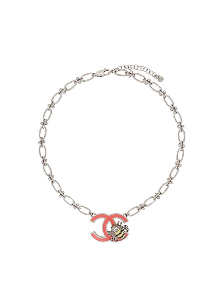 Chanel Vintage Bee Logo Necklace - Metallic