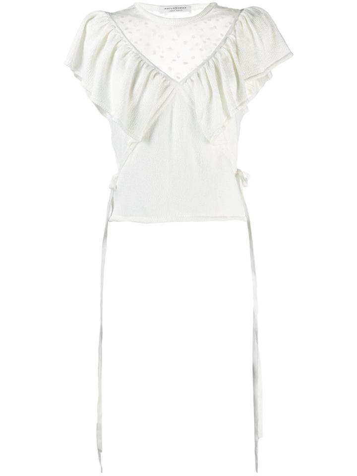 Philosophy Di Lorenzo Serafini Ruffle Trim Knitted Top - White