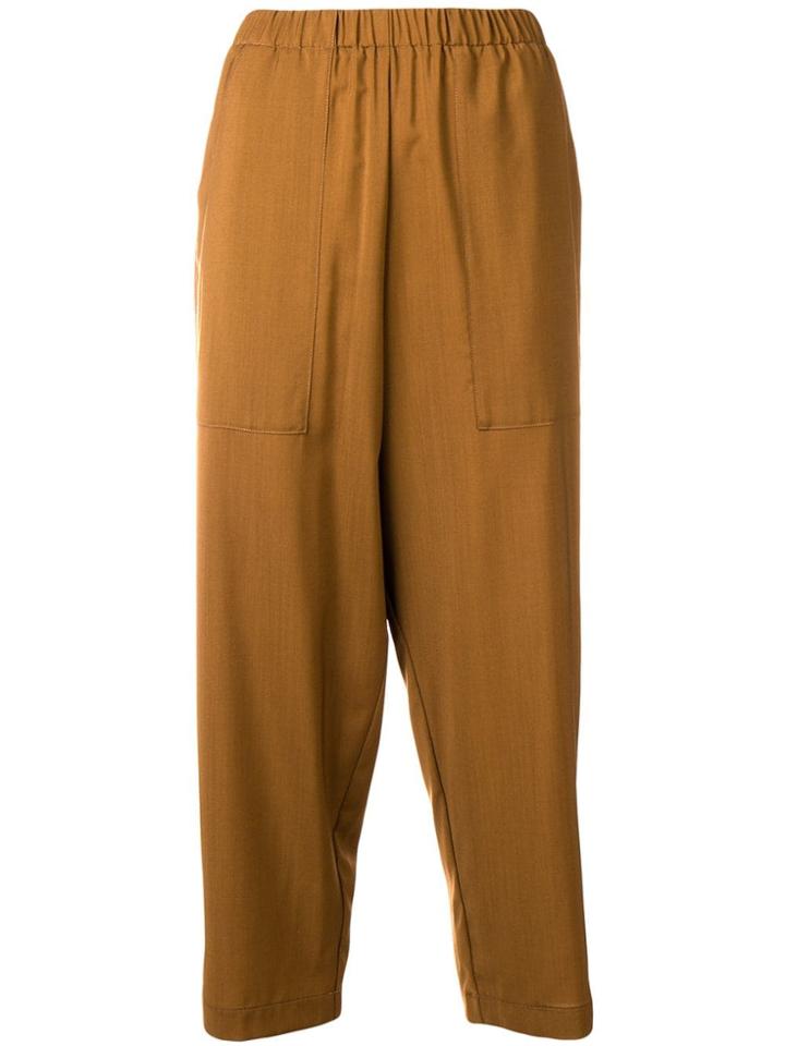 Barena Elastic Waistband Cropped Trousers - Brown