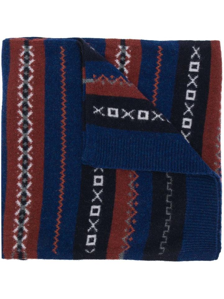 Pringle Of Scotland Fair Isle Scarf - Blue