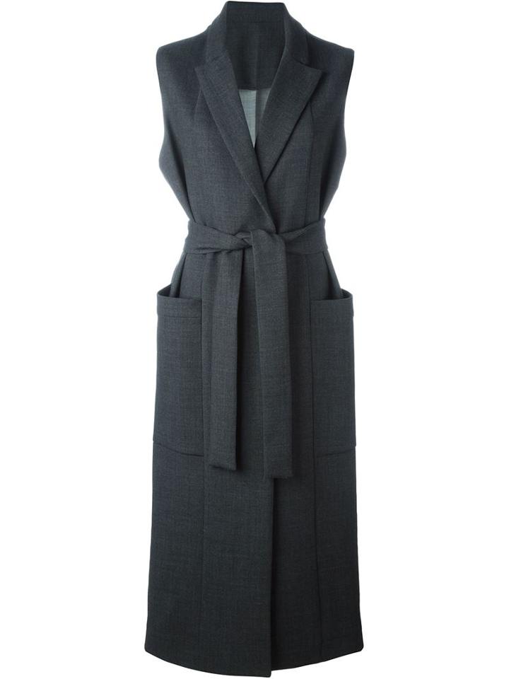 Msgm Sleeveless Belt Coat, Women's, Size: 40, Grey, Polyester/spandex/elastane/virgin Wool