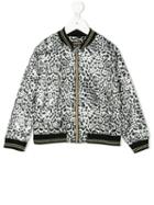 Roberto Cavalli Kids - Leopard Print Bomber Jacket - Kids - Polyester/polyester-8 - 10 Yrs, White