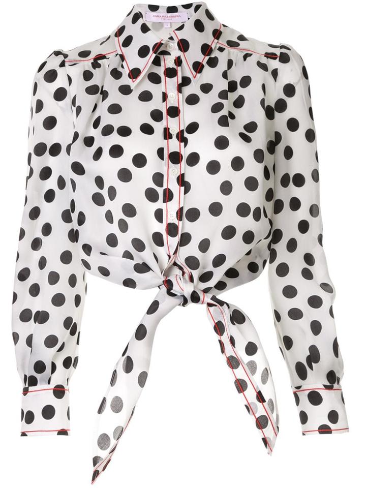 Carolina Herrera Poloka Dot Cropped Shirt - White