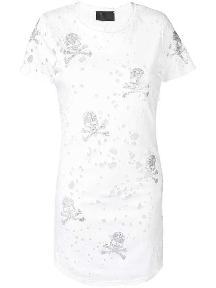 Philipp Plein Skull Print T-shirt Dress - White