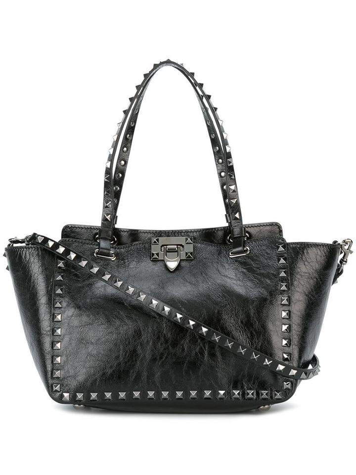 Valentino Valentino Garavani 'rockstud' Trapeze Tote, Women's, Black, Calf Leather