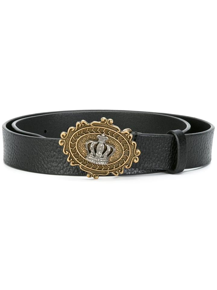 Dolce & Gabbana Crown Buckle Belt, Men's, Size: 85, Black, Leather