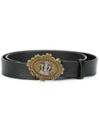 Dolce & Gabbana Crown Buckle Belt, Men's, Size: 85, Black, Leather