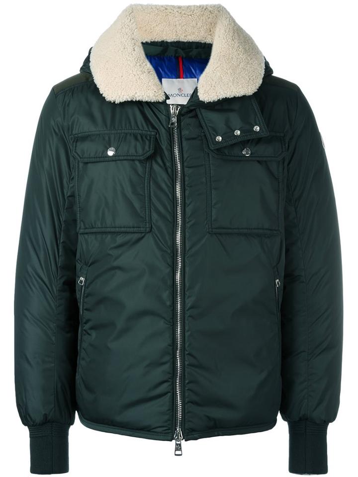 Moncler 'darwin' Padded Jacket, Men's, Size: 1, Green, Feather Down/sheep Skin/shearling/polyamide