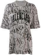 Balenciaga All Over Logo T-shirt - Grey