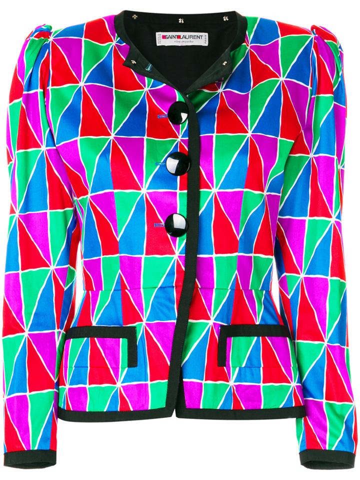 Yves Saint Laurent Vintage Geometric-print Jacket - Pink & Purple