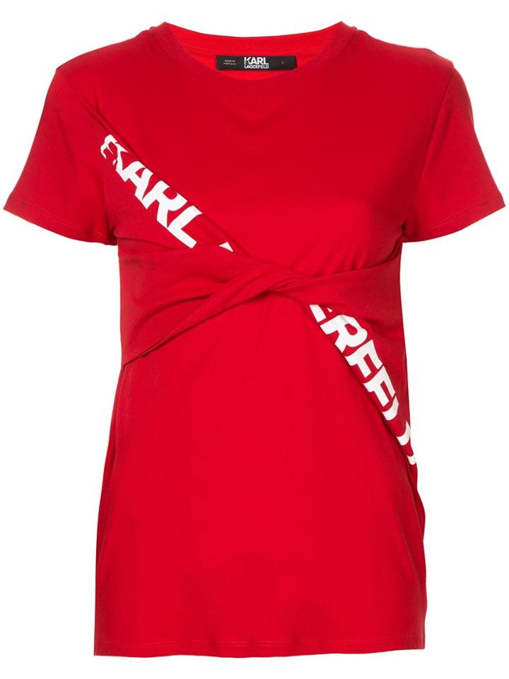 Karl Lagerfeld Knot Front T-shirt - Red