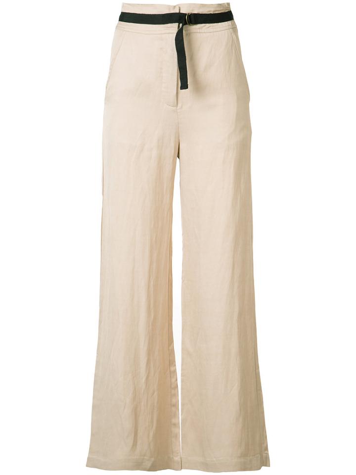 Lee Mathews - Flared Trousers - Women - Linen/flax/rayon/viscose - 0, Women's, Nude/neutrals, Linen/flax/rayon/viscose