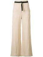 Lee Mathews - Flared Trousers - Women - Linen/flax/rayon/viscose - 0, Women's, Nude/neutrals, Linen/flax/rayon/viscose