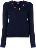 Ps By Paul Smith V-neck Colour Detail Sweater - Blue