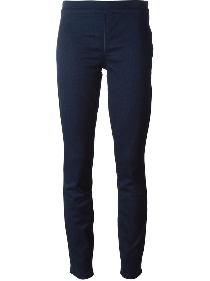 Tory Burch Slim Trousers, Women's, Size: 30, Blue, Cotton/polyester/spandex/elastane