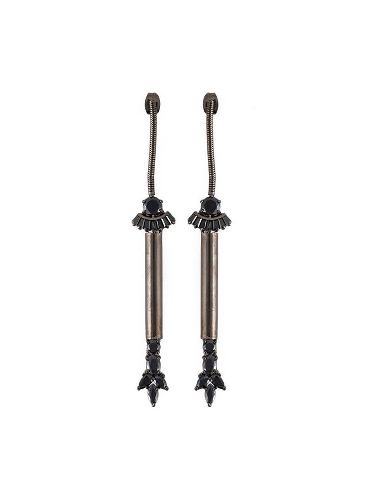 Iosselliani Black On Black Memento Earrings, Women's, Metal Other/crystal