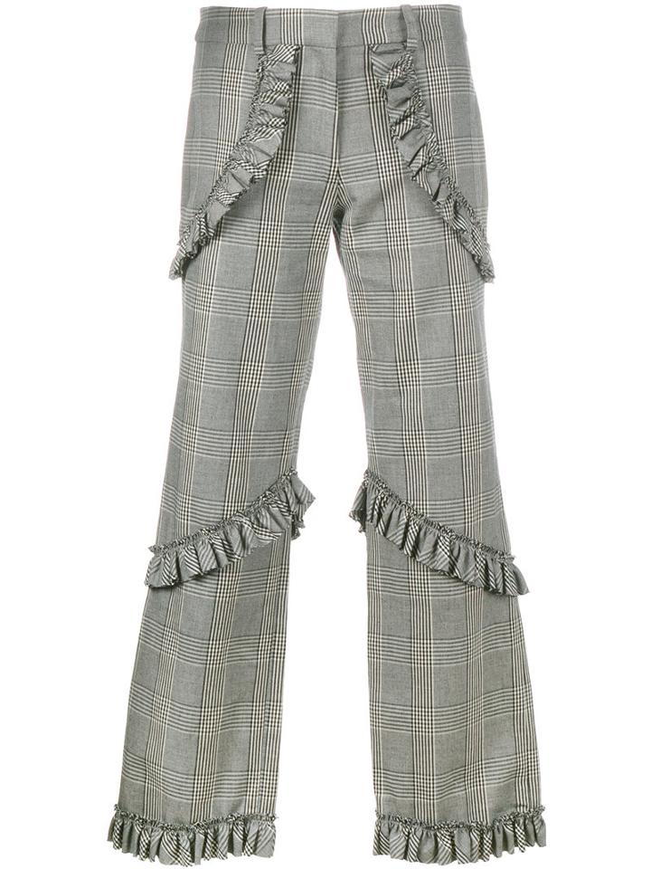 Simone Rocha Prince Of Wales Checked Trousers, Women's, Size: 8, Grey, Acetate/cotton/linen/flax/spandex/elastane
