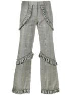 Simone Rocha Prince Of Wales Checked Trousers, Women's, Size: 8, Grey, Acetate/cotton/linen/flax/spandex/elastane