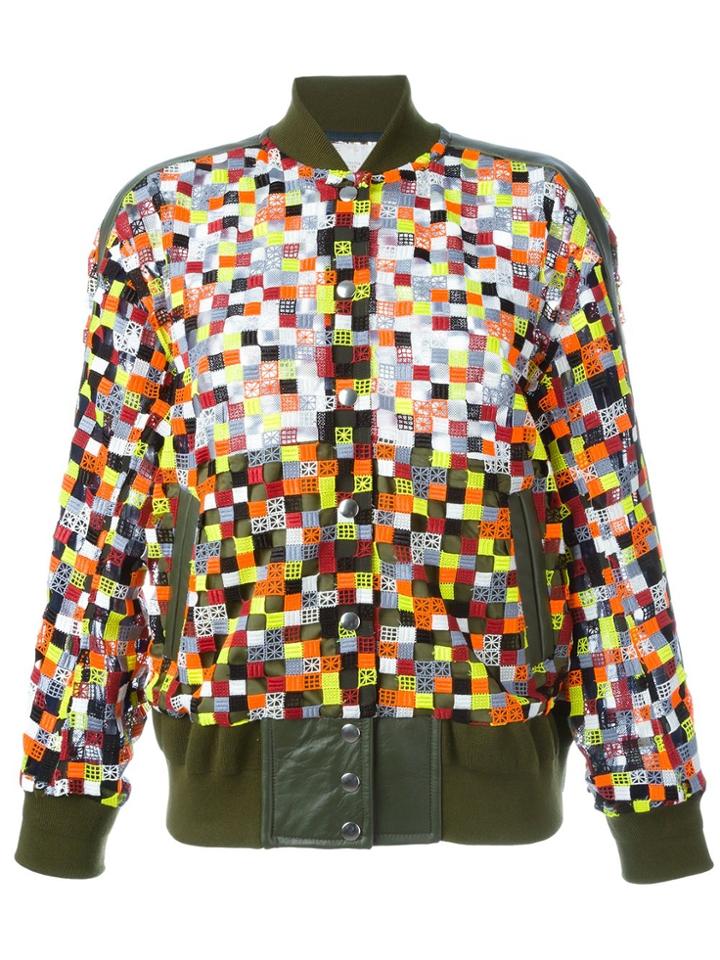 Sacai Checked Bomber Jacket - Green
