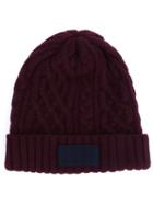 Sacai Cable Knit Beanie, Men's, Pink/purple, Leather