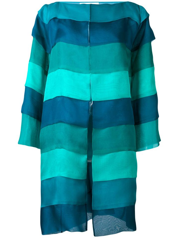 Gianluca Capannolo - Striped Panel Coat - Women - Silk - 42, Green, Silk
