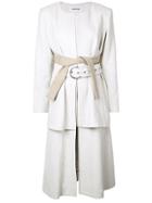 Partow Double Belted Coat - White