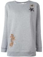 Red Valentino Embroidered Round Neck Sweatshirt, Women's, Size: Medium, Grey, Cotton/polyamide