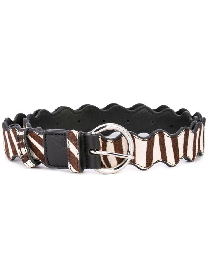 Loeffler Randall Zebra Print Belt - Black
