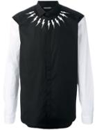 Neil Barrett Lightning Bolt Print Shirt, Men's, Size: 40, Black, Cotton