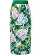 Dolce & Gabbana - Hydrangea Print Pencil Skirt - Women - Silk/spandex/elastane - 40, Green, Silk/spandex/elastane
