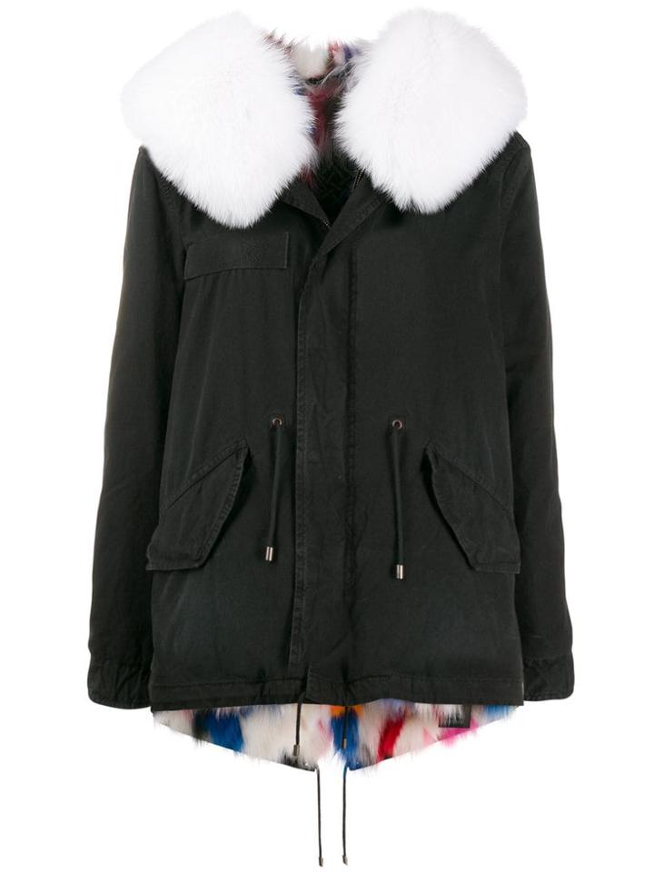 Mr & Mrs Italy Fox Fur Hooded Jacket - Black