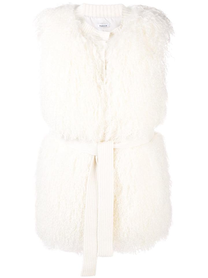 P.a.r.o.s.h. Belted Fur Gilet - White