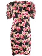 So Allure Fitted Floral Print Dress - Black