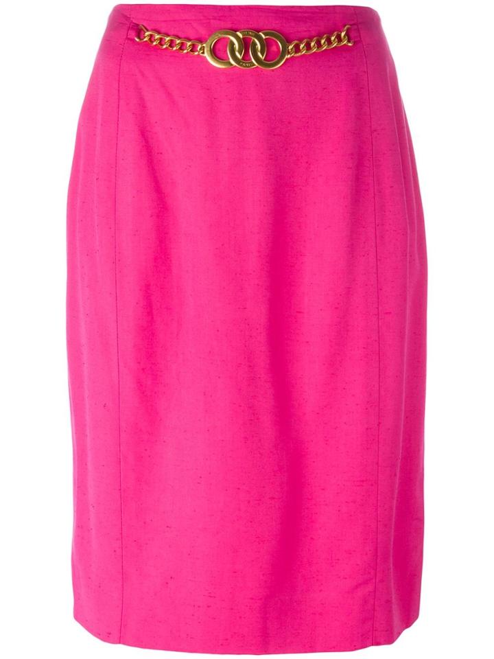 Céline Vintage Logo Plate Skirt - Pink & Purple