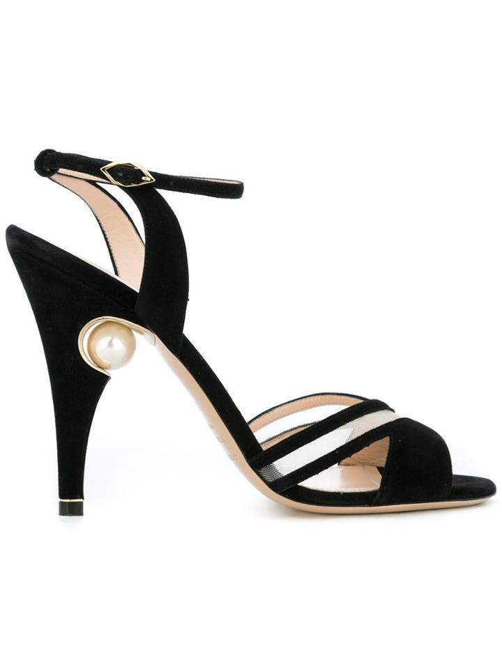 Nicholas Kirkwood 105mm Penelope Pearl Cross-strap Sandals - Black