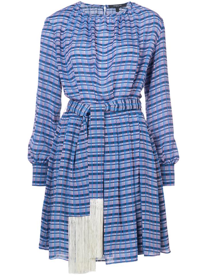 Derek Lam Long Sleeve Midi Dress With Tasseled Belt - Blue