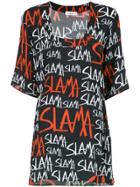 Amir Slama Logo Print Shift Dress - Black
