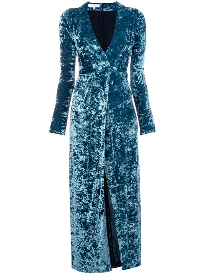 Galvan Cloud Velvet Dress - Blue