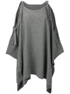 Cashmere In Love Cashmere Cape With Bow Ties - Grey