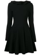 Valentino Ruffle Neck Skater Dress - Black